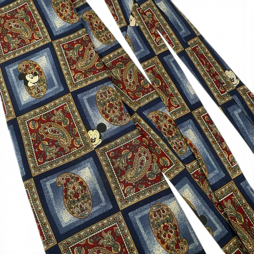 Vintage Disney Originals Micky Mouse 100% Silk Paisley Tie Made In USA